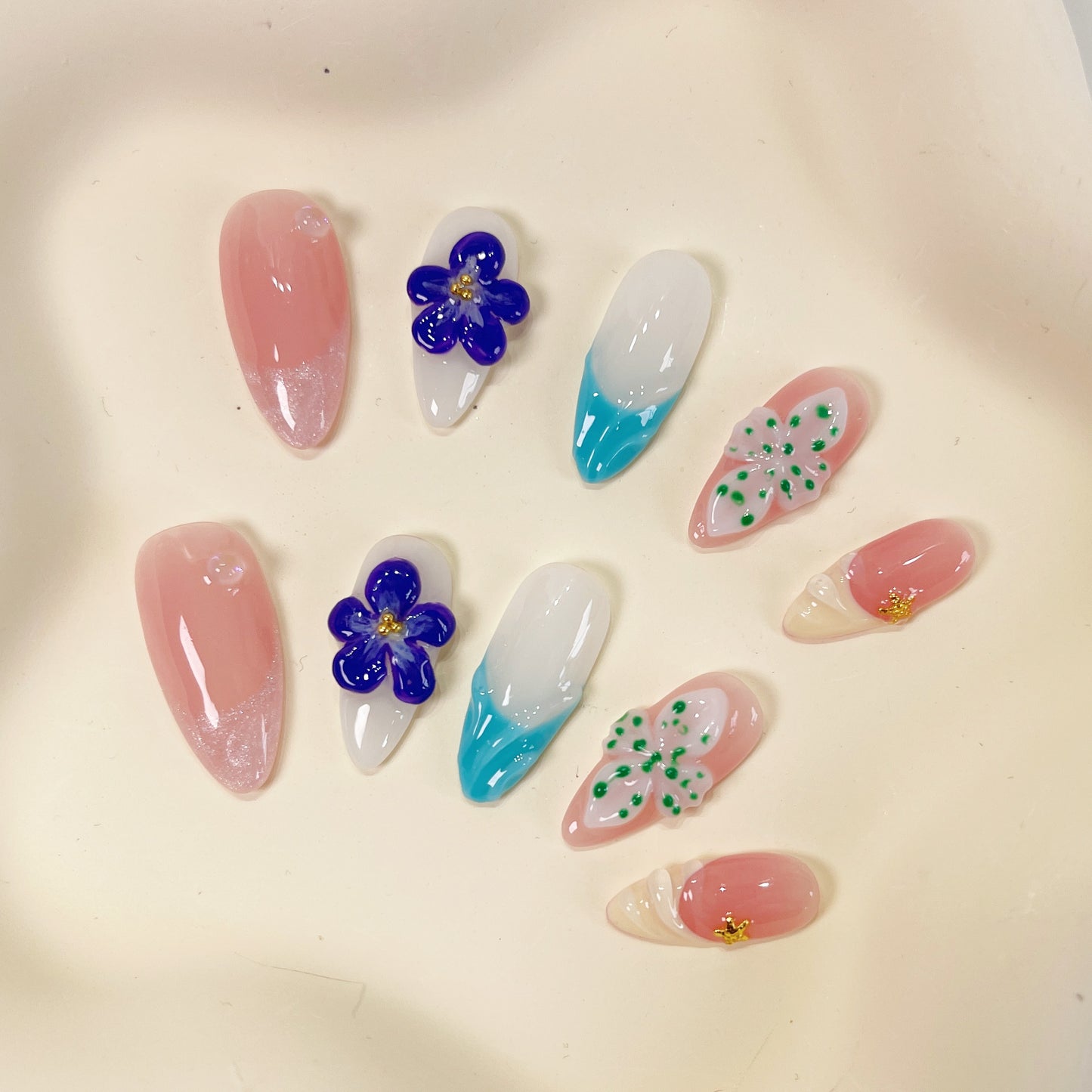 PO047 3d flower abstract press on nails