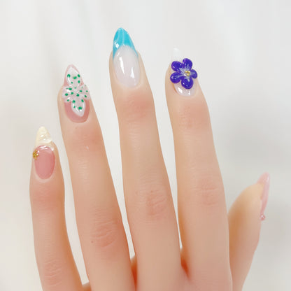 PO047 3d flower abstract press on nails