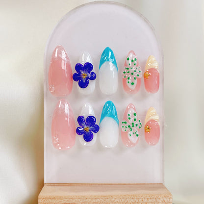 PO047 3d flower abstract press on nails