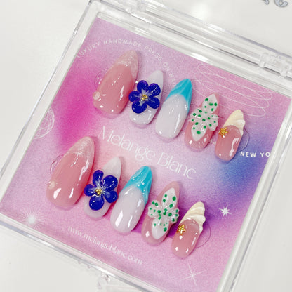 PO047 3d flower abstract press on nails