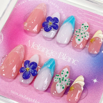 PO047 3d flower abstract press on nails