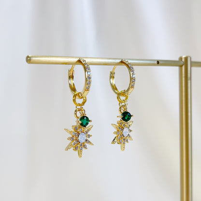 CE001 pre-designed starburst crystal charm earrings