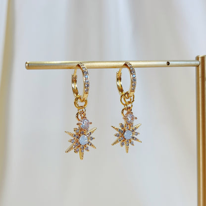 CE001 pre-designed starburst crystal charm earrings