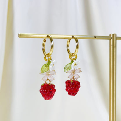 CE004 pre-designed raspberry sakura charm earrings