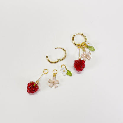 CE004 pre-designed raspberry sakura charm earrings