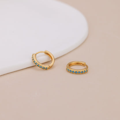 E138 turquoise huggie hoop earrings