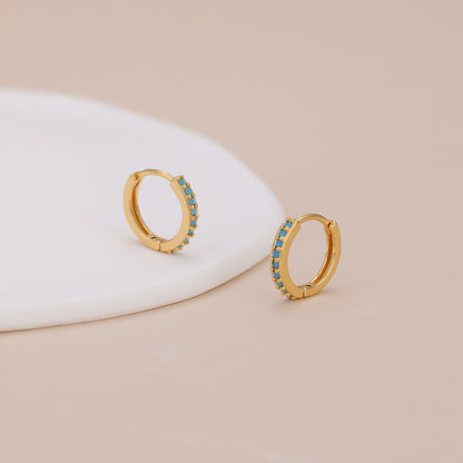 E138 turquoise huggie hoop earrings