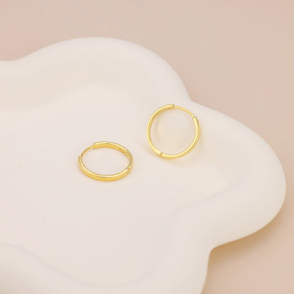 E133 minimalist plain flat wide hoop earrings