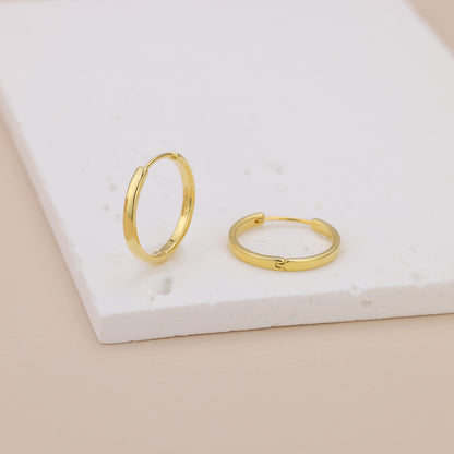 E133 minimalist plain flat wide hoop earrings