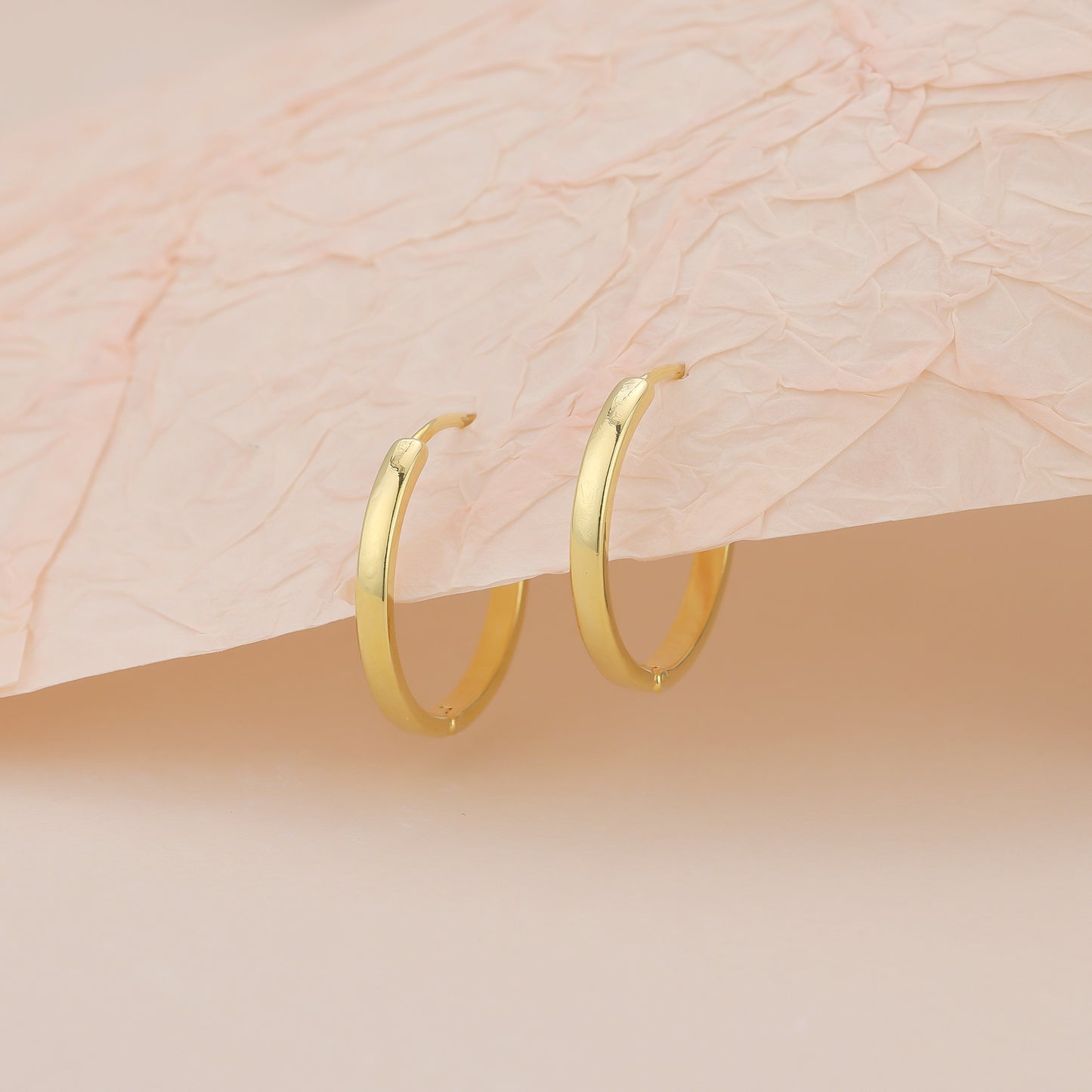 E133 minimalist plain flat wide hoop earrings