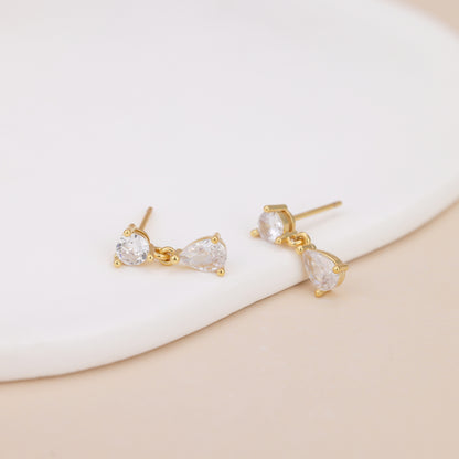 E176 crystal diamond dangle stud earrings