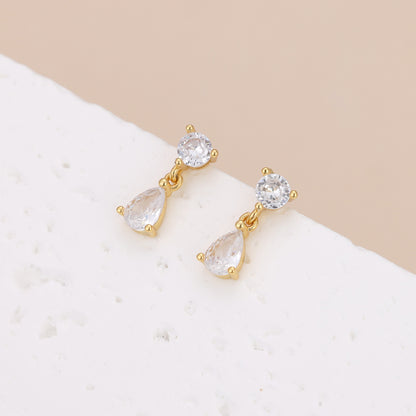 E176 crystal diamond dangle stud earrings