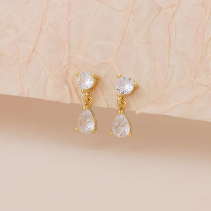 E176 crystal diamond dangle stud earrings