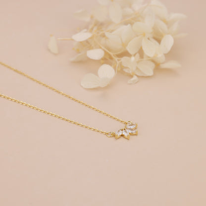 N024 crystal marquise flower pendant necklace