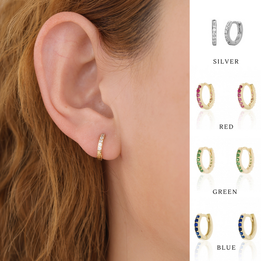 E162 paved dainty huggie hoop earrings