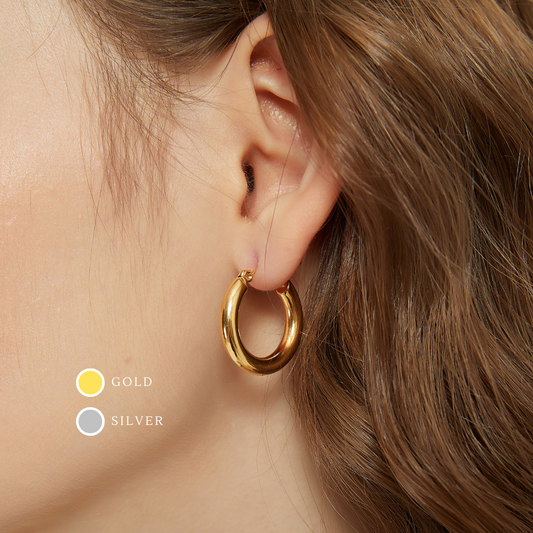 Elena gold chunky thick hoop earrings