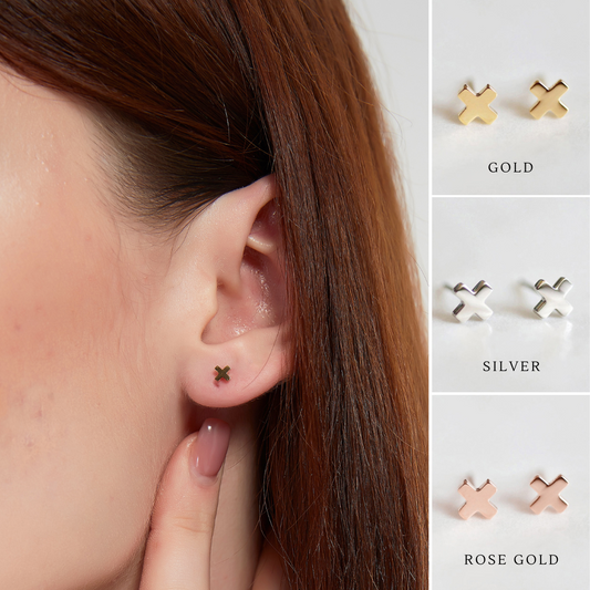 Hadley dainty x cross stud earrings