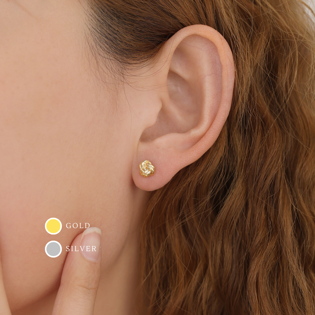 E171 dainty love knot stud earrings