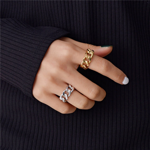 R032 chunky chain link open adjustable ring