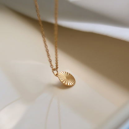 Maggie gold radiant sun plate pendant necklace