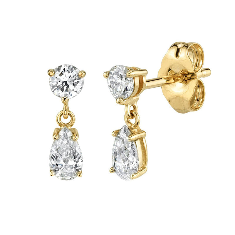 E176 crystal diamond dangle stud earrings