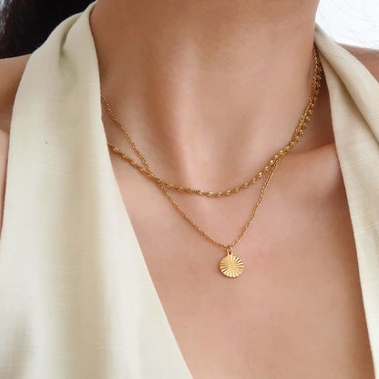 Maggie gold radiant sun plate pendant necklace