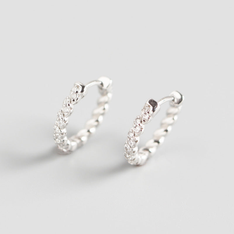 E033 gold dainty paved cz hoop earring