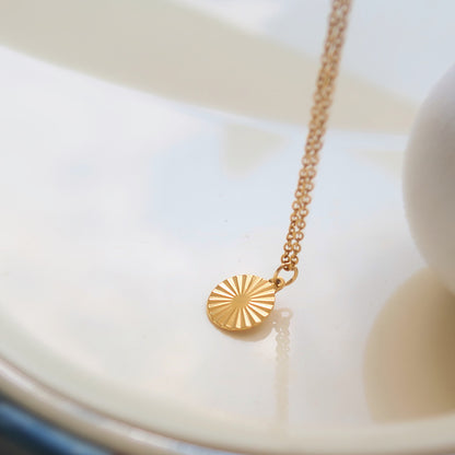 Maggie gold radiant sun plate pendant necklace