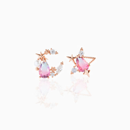 E048 Moon Star celestial mixed Earrings