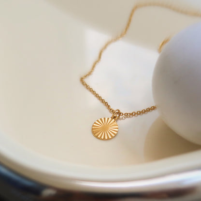 Maggie gold radiant sun plate pendant necklace