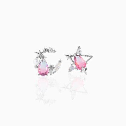 E048 Moon Star celestial mixed Earrings