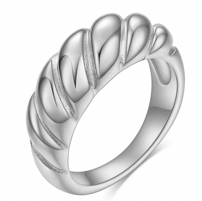 R008 croissant twisted dome statement ring