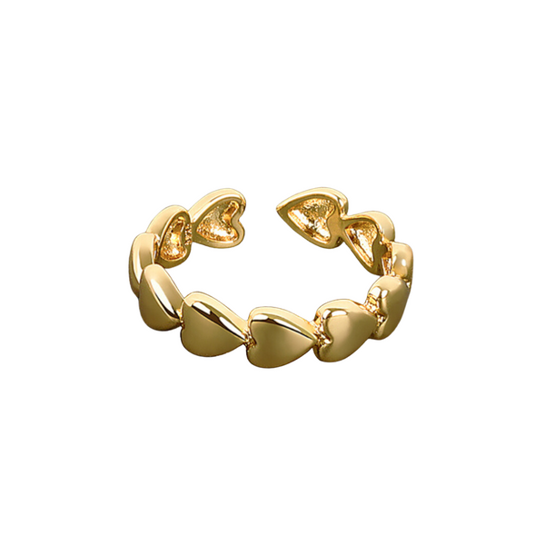rachel gold heart chain open adjustable ring