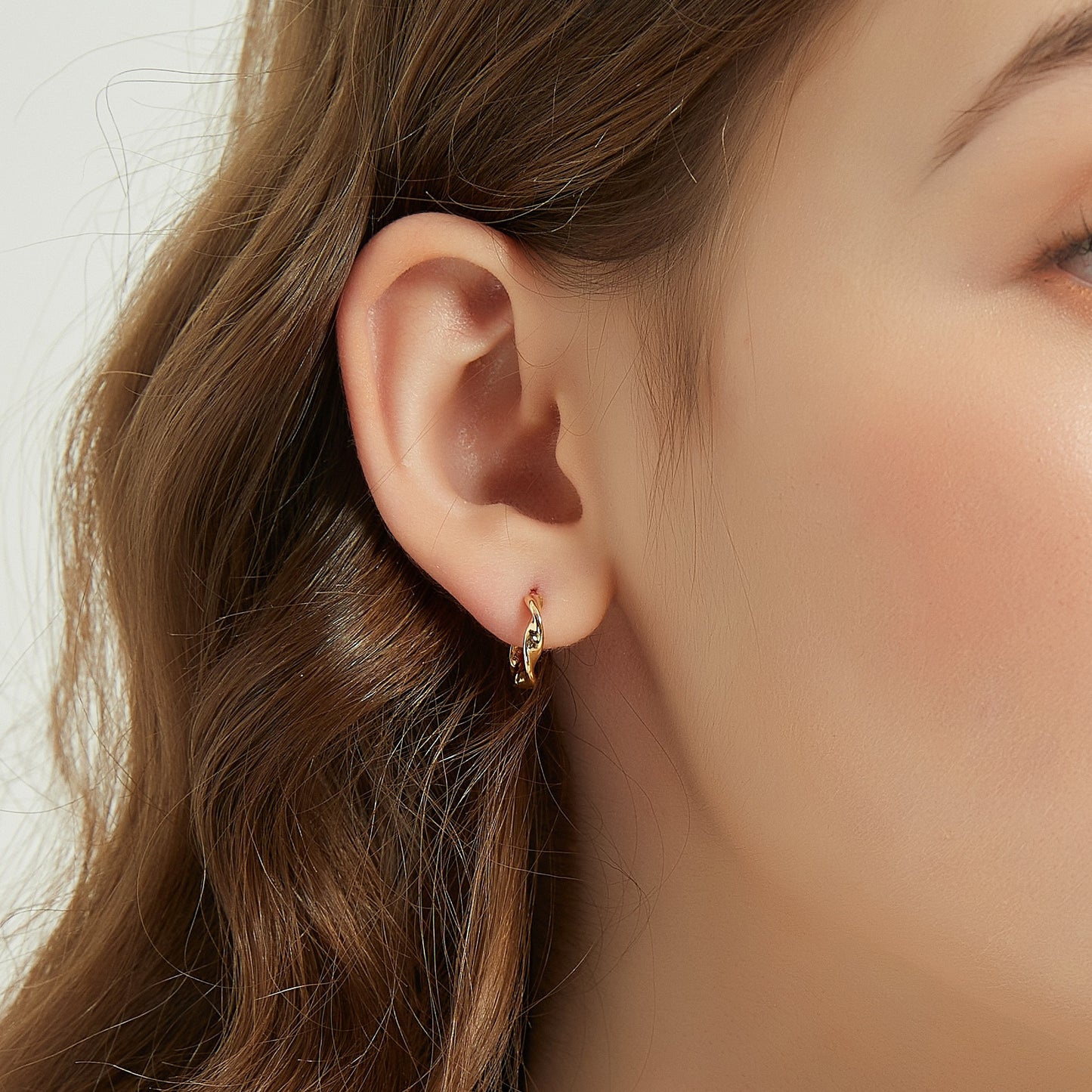 Gold Vermeil Ariel dainty twist huggie hoop earrings