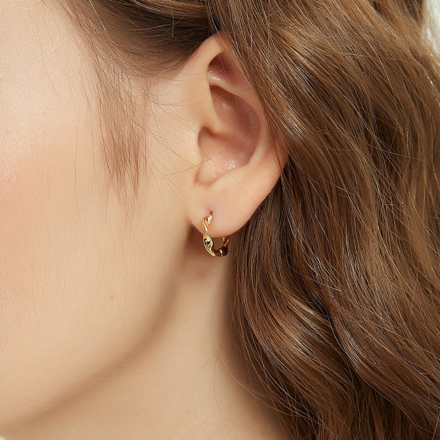 Gold Vermeil Ariel dainty twist huggie hoop earrings