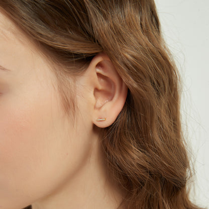 Gold Vermeil Juliana dainty paved bar stud earrings