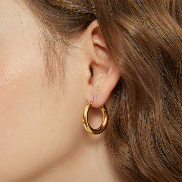 Elena gold chunky thick hoop earrings