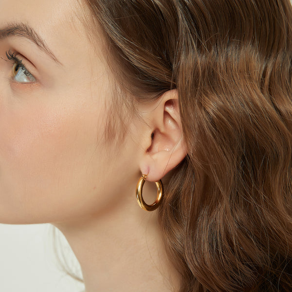 Elena gold chunky thick hoop earrings