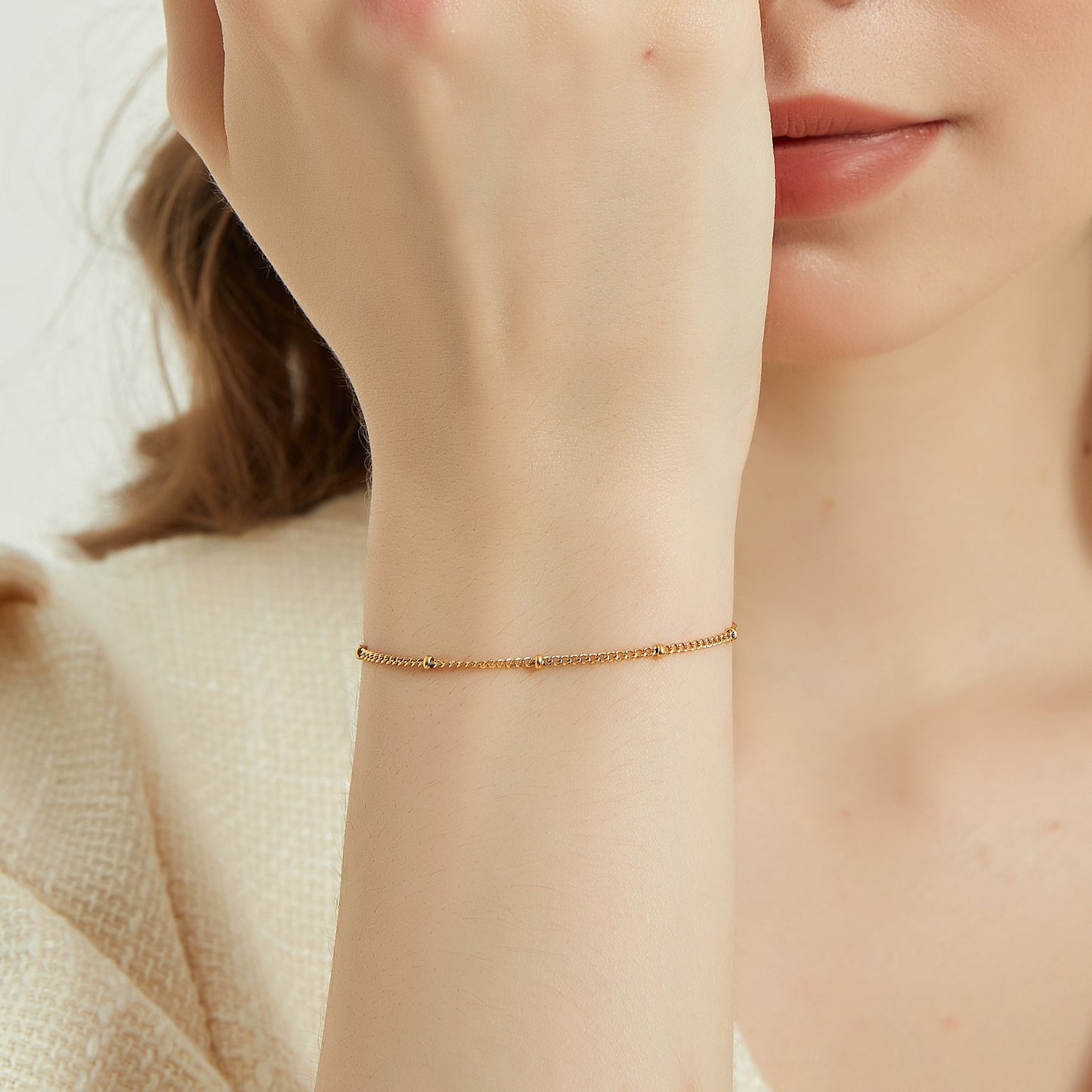 Angelina gold dainty satellite chain bracelet