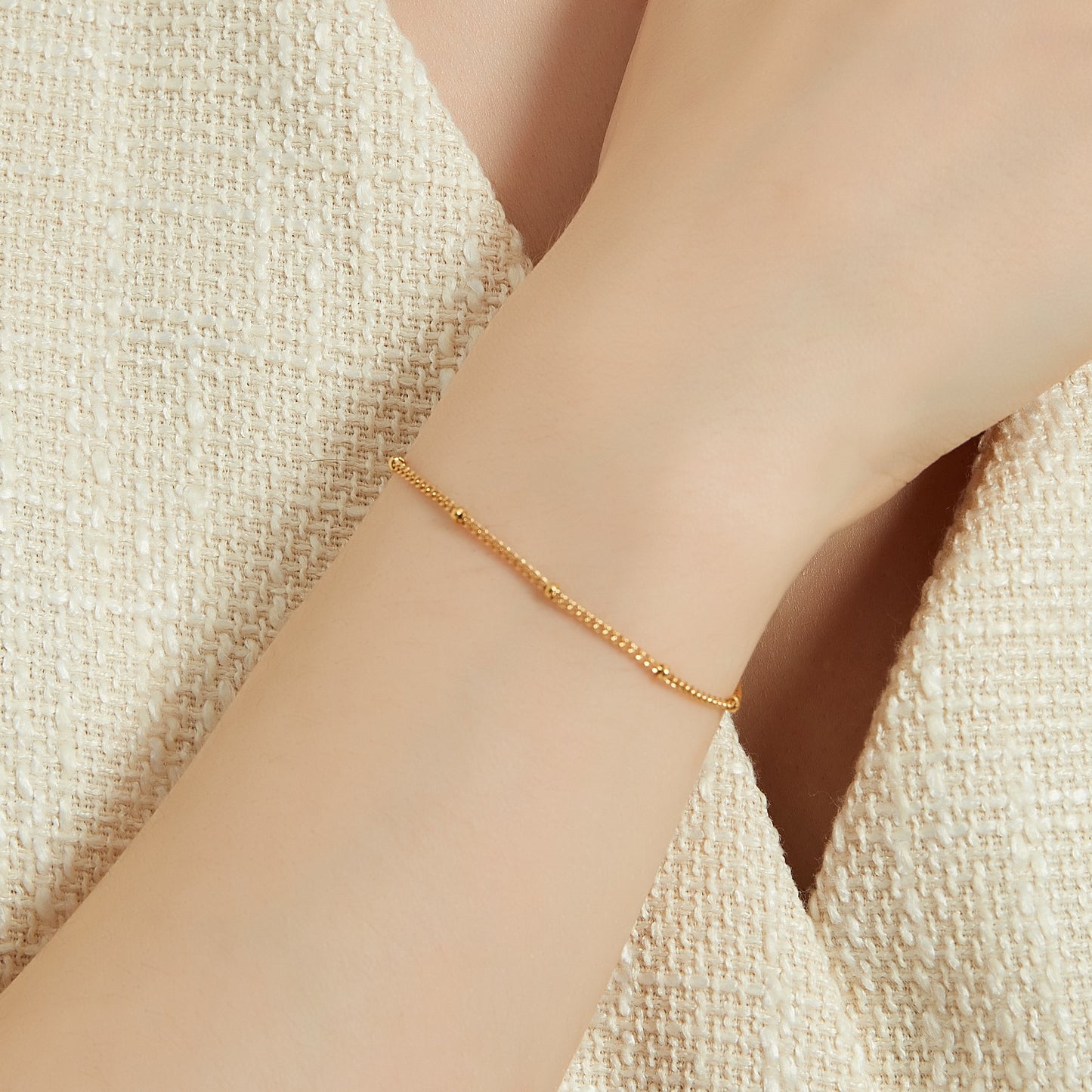 Angelina gold dainty satellite chain bracelet