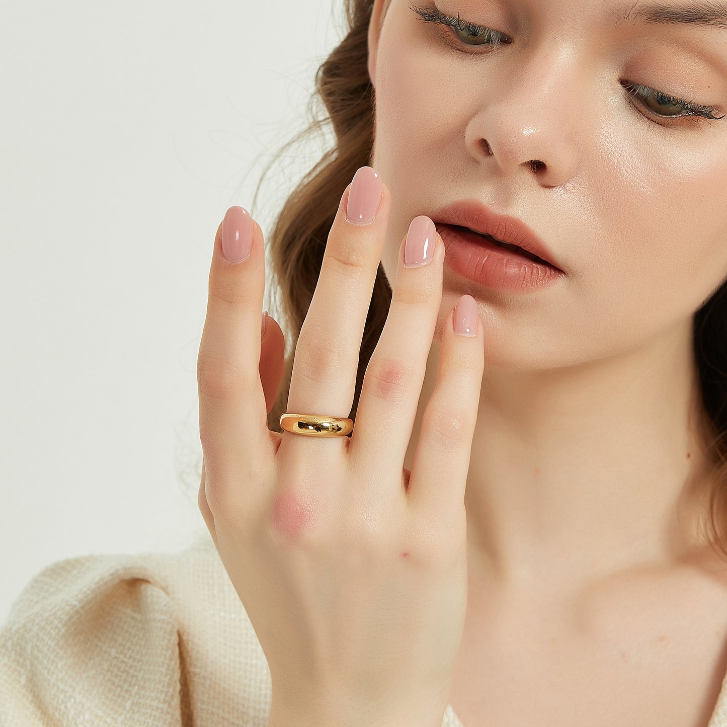 Jordyn classic gold round chunky dome ring