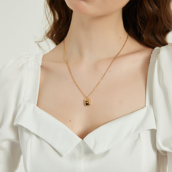 Reese gold north star rectangular pendant necklace