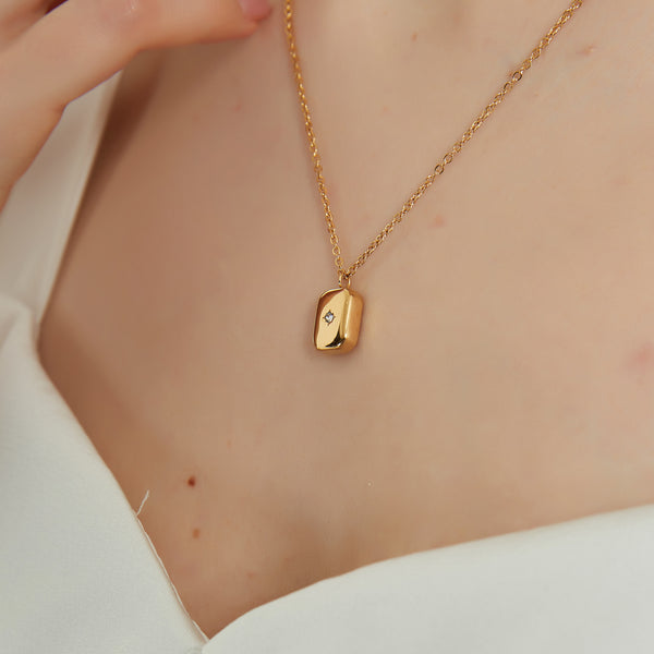 Reese gold north star rectangular pendant necklace