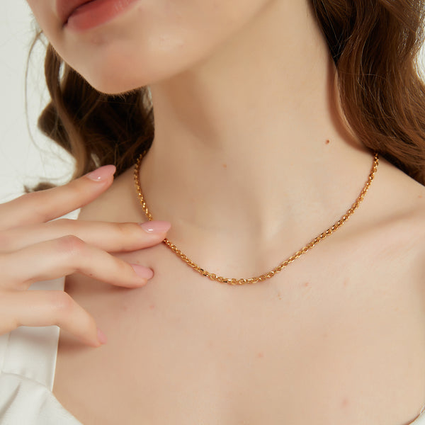 Scarlett dainty gold rolo chain layering necklace