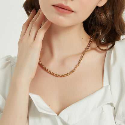 Ava gold twisted rope chain necklace