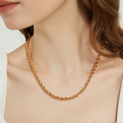 Ava gold twisted rope chain necklace