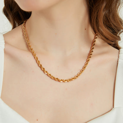 Ava gold twisted rope chain necklace