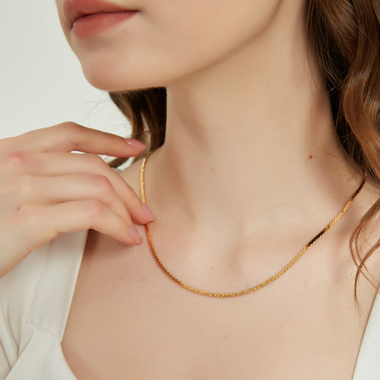 Victoria gold dainty snake chain link necklace