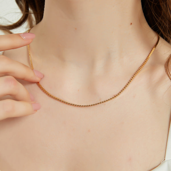 Victoria gold dainty snake chain link necklace