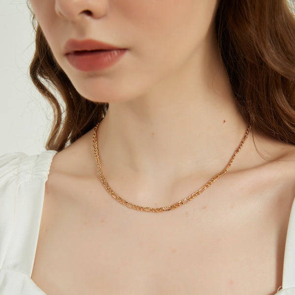 Riley dainty gold figaro link chain necklace